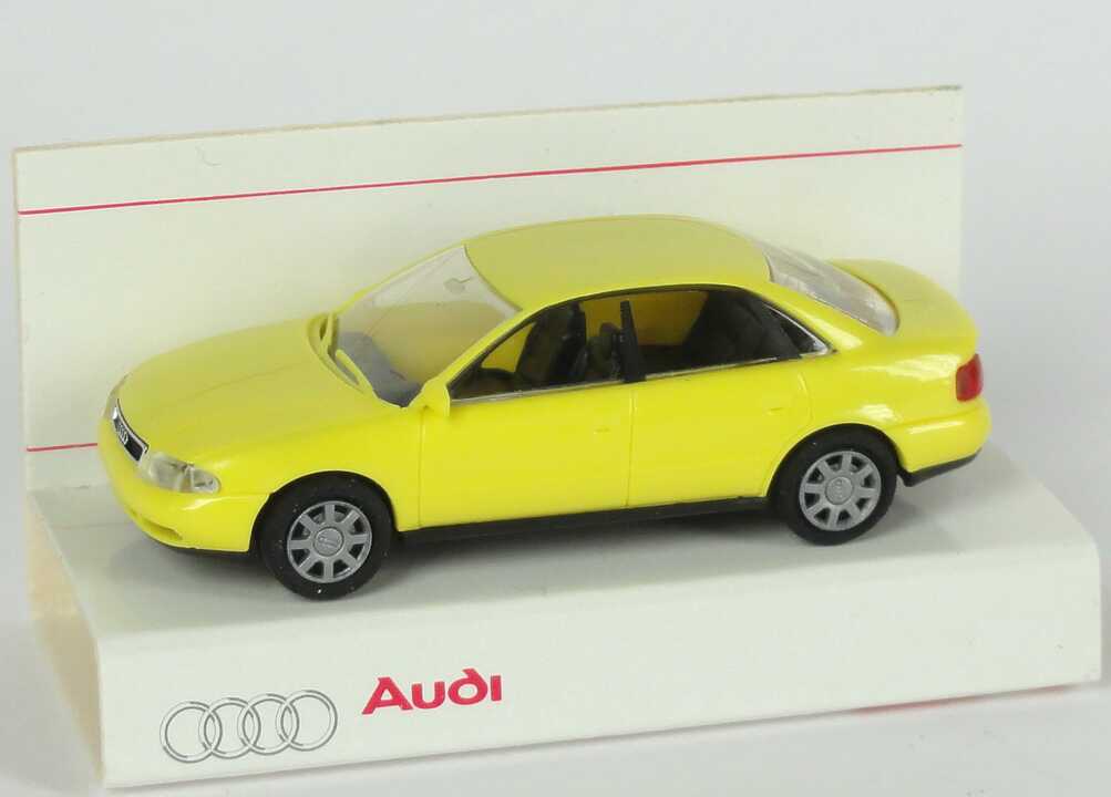 Foto 1:87 Audi A4 (B5) neongelb Werbemodell  Verpackungsaufdruck Vorsprung durch Technik Rietze