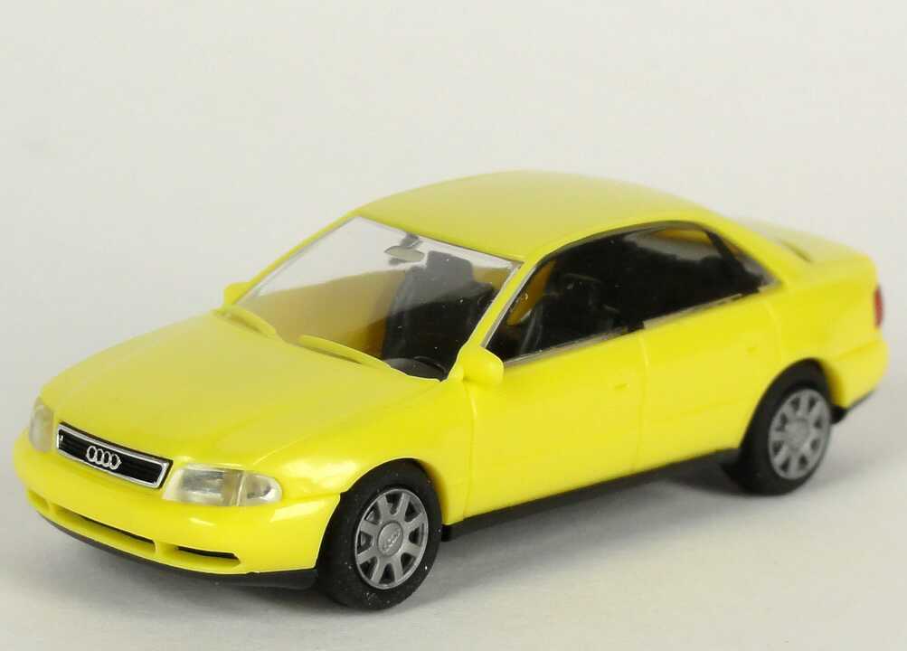 Foto 1:87 Audi A4 (B5) neongelb Werbemodell  Verpackungsaufdruck Vorsprung durch Technik Rietze
