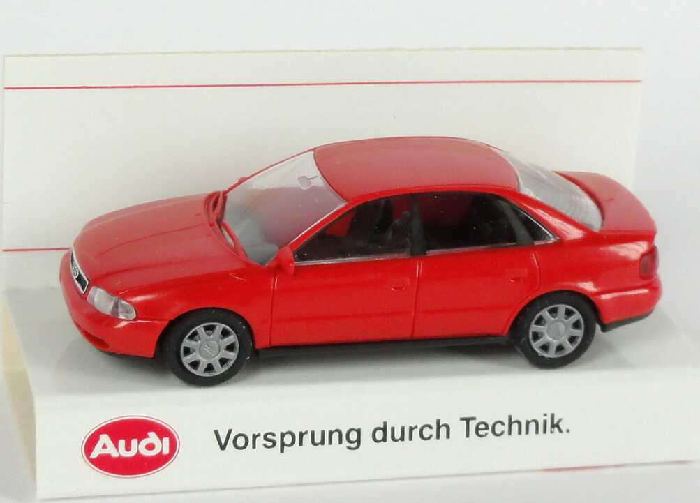 Foto 1:87 Audi A4 (B5) rot Werbemodell  Verpackungsaufdruck Vorsprung durch Technik Rietze