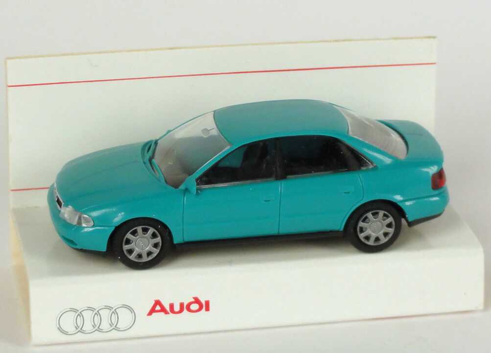 Foto 1:87 Audi A4 (B5) türkis Werbemodell  Verpackungsaufdruck Vorsprung durch Technik Rietze