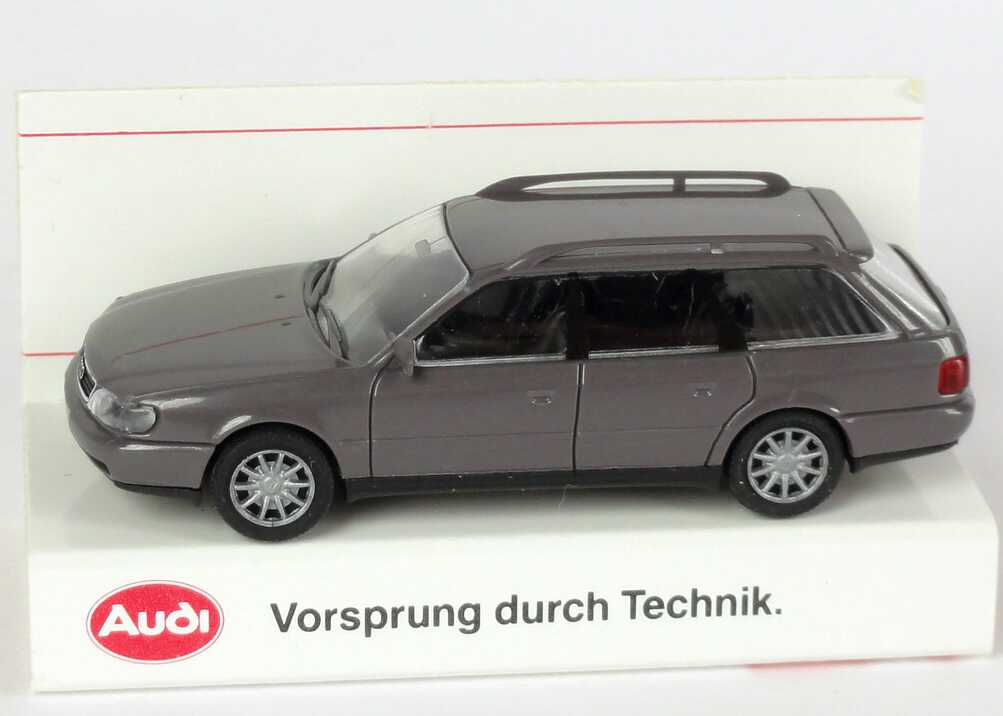 Foto 1:87 Audi A6 Avant (C4) dunkelgrau Werbemodell Verpackungsaufdruck Vorsprung durch Technik Rietze