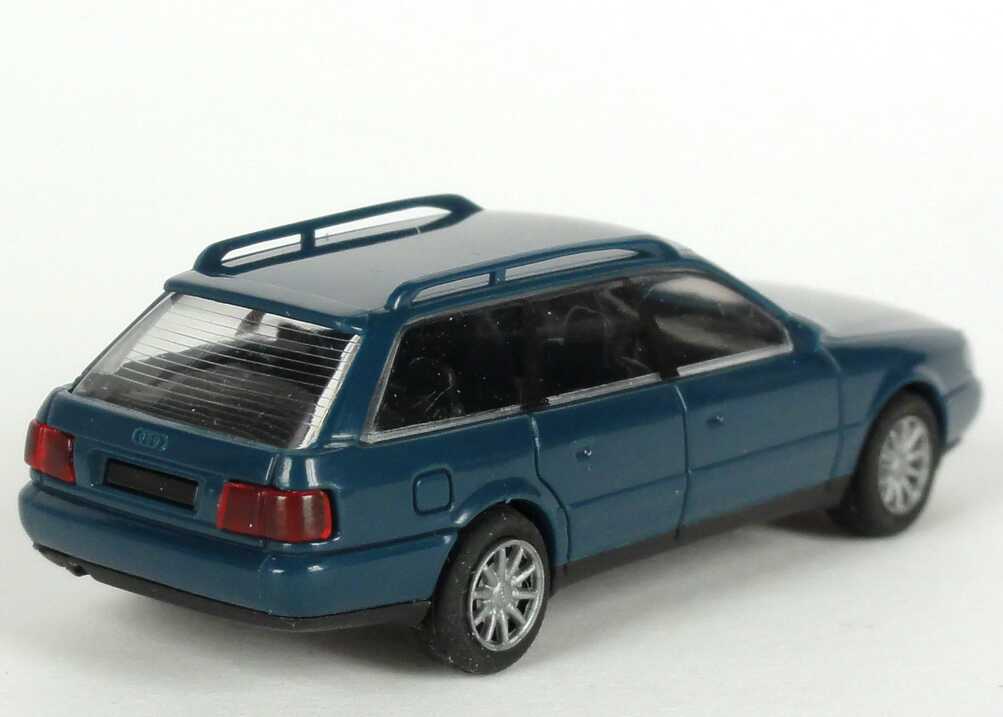 Foto 1:87 Audi A6 Avant (C4) dunkelpetrolblau Werbemodell Verpackungsaufdruck Vorsprung durch Technik Rietze