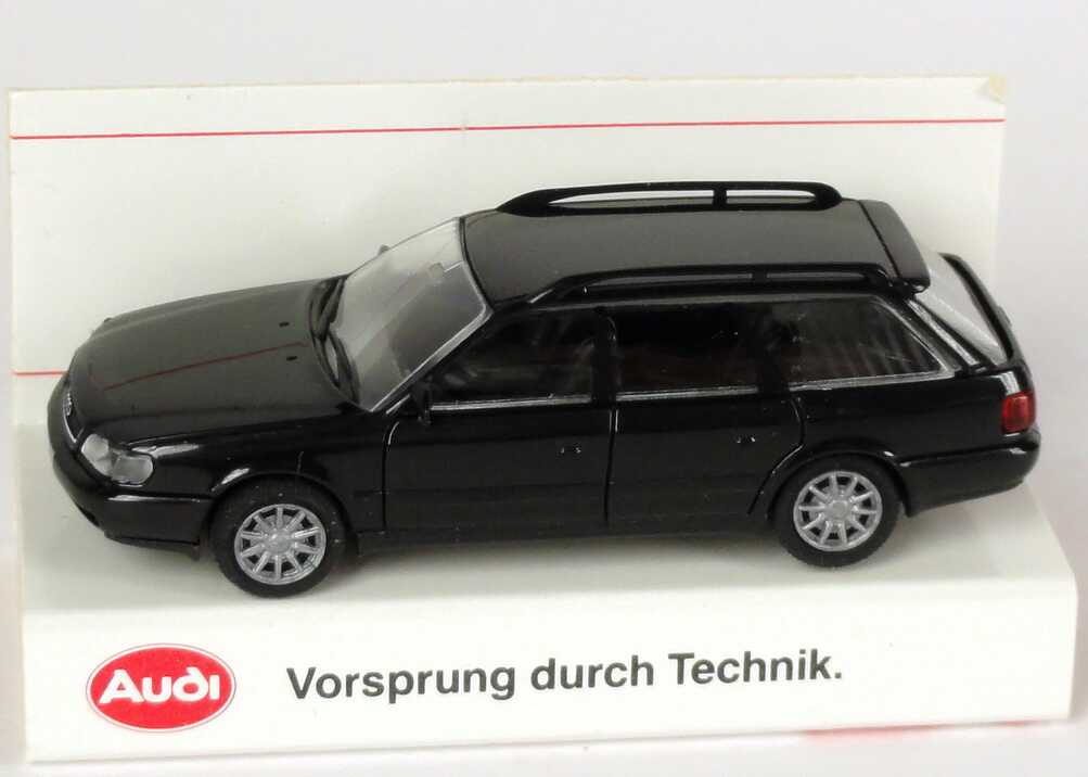 Foto 1:87 Audi A6 Avant (C4) schwarz Werbemodell Verpackungsaufdruck Vorsprung durch Technik Rietze