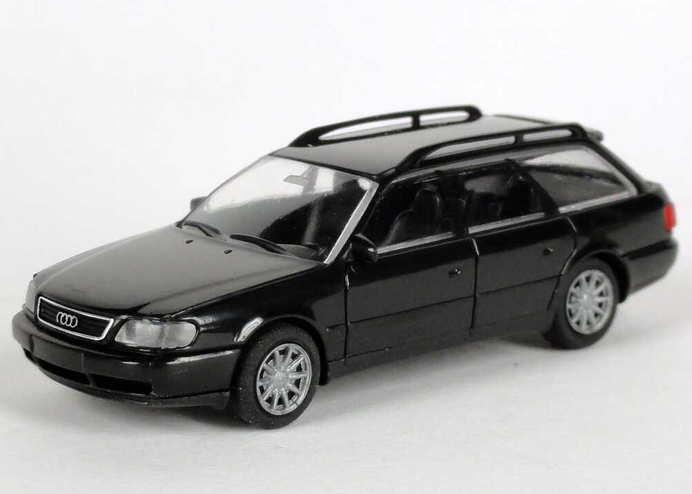 Foto 1:87 Audi A6 Avant (C4) schwarz Werbemodell Verpackungsaufdruck Vorsprung durch Technik Rietze