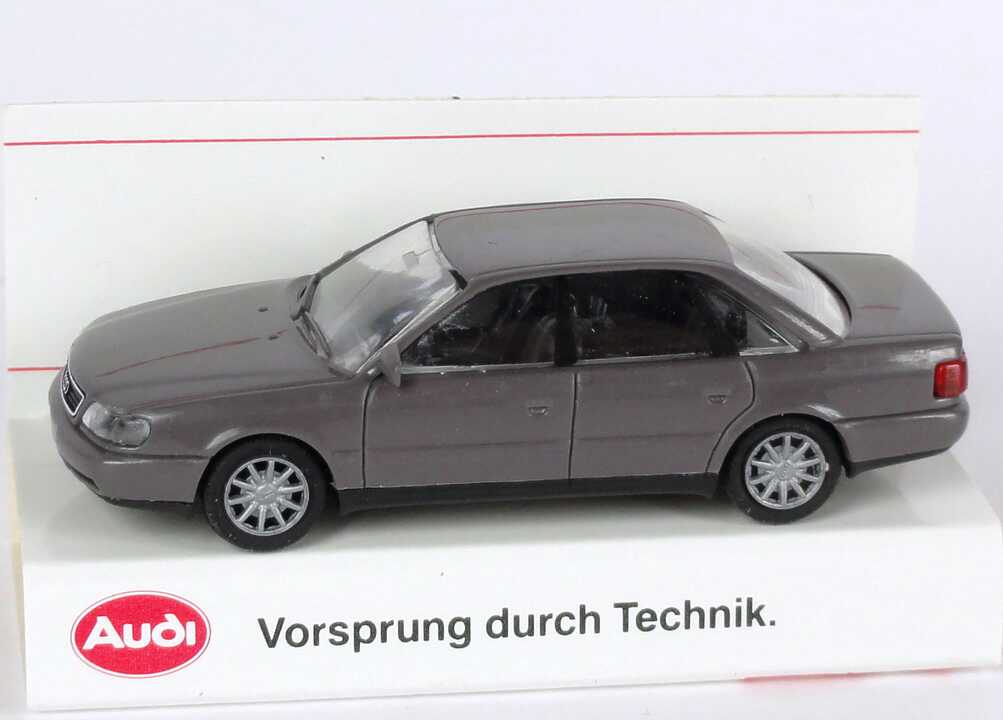 Foto 1:87 Audi A6 (C4) dunkelgrau Werbemodell Verpackungsaufdruck Vorsprung durch Technik Rietze
