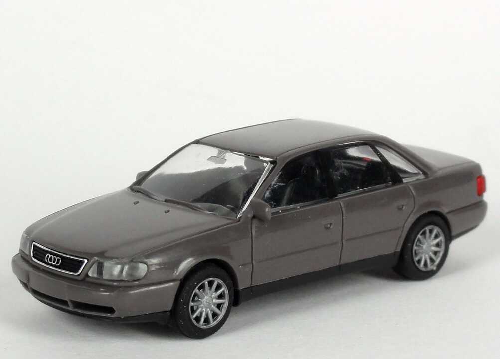 Foto 1:87 Audi A6 (C4) dunkelgrau Werbemodell Verpackungsaufdruck Vorsprung durch Technik Rietze