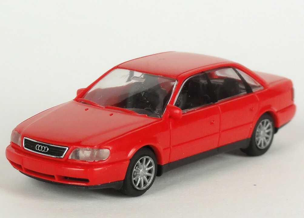Foto 1:87 Audi A6 (C4) rot Werbemodell Verpackungsaufdruck Vorsprung durch Technik Rietze