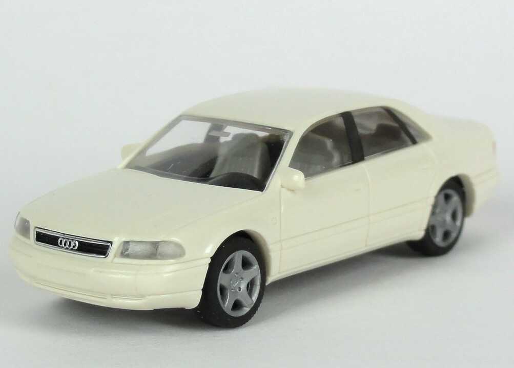Foto 1:87 Audi A8 (D2) weiß Werbemodell Verpackungsaufdruck Vorsprung durch Technik Rietze 2000000020005