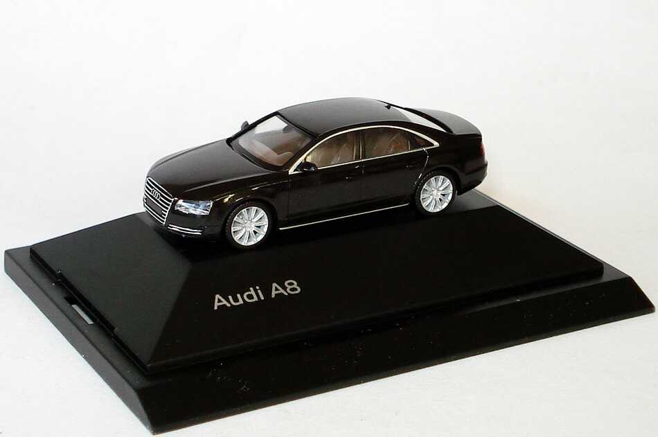 Foto 1:87 Audi A8 (Typ D4 2010) havannaschwarz-met. Werbemodell herpa 5011008122