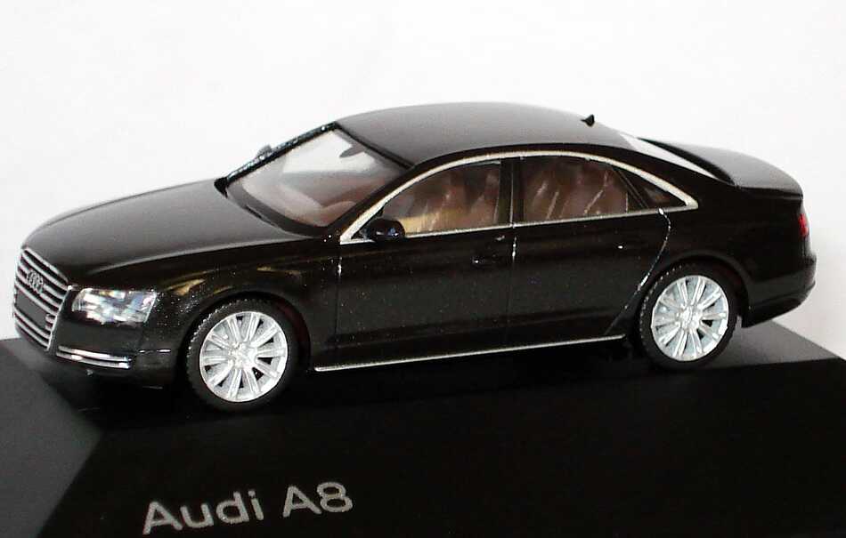 Foto 1:87 Audi A8 (Typ D4 2010) havannaschwarz-met. Werbemodell herpa 5011008122
