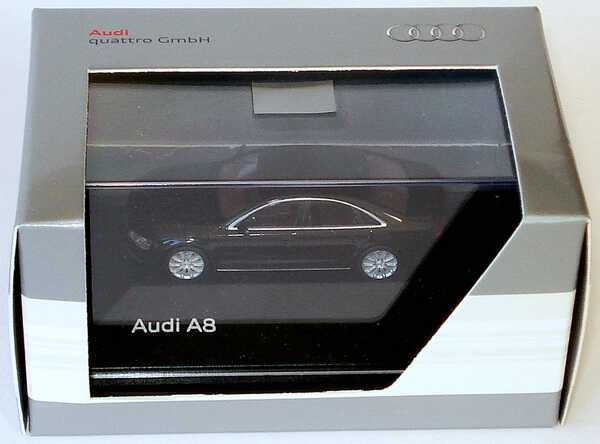 Foto 1:87 Audi A8 (Typ D4 2010) havannaschwarz-met. Werbemodell herpa 5011008122