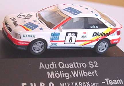 Foto 1:87 Audi Coupé S2 Euro Mietkran, Divinol Nr.6 Wilbert (DTT 1993) Rietze 90102
