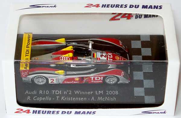 Foto 1:87 Audi R10 TDI 24h von Le Mans 2008 Nr.2, Capello / Kristensen / McNish (Sieger) Spark 87LM08