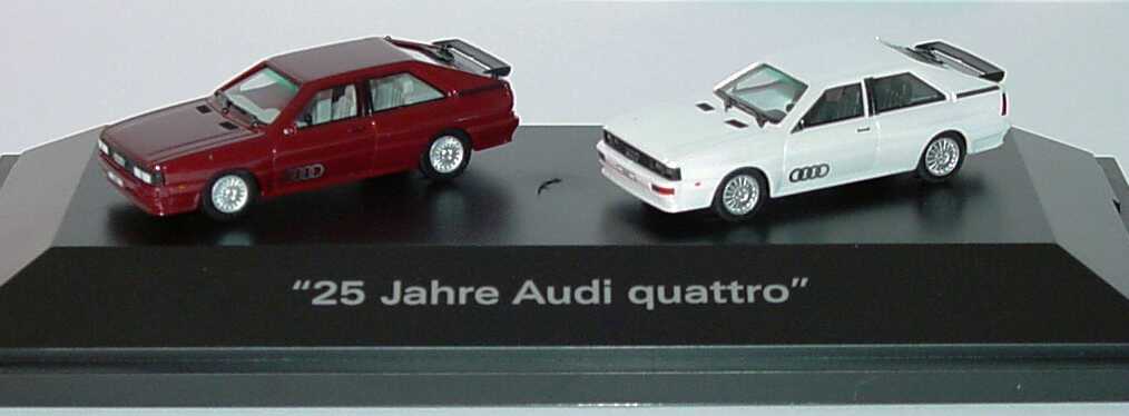 Foto 1:87 Audi Setpackung 25 Jahre quattro (Audi quattro weinrot-met. (1980) + Audi quattro perlmutt-met. (2005)) herpa 273916