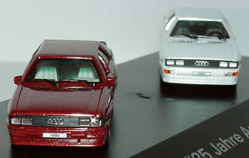 Foto 1:87 Audi Setpackung 25 Jahre quattro (Audi quattro weinrot-met. (1980) + Audi quattro perlmutt-met. (2005)) herpa 273916