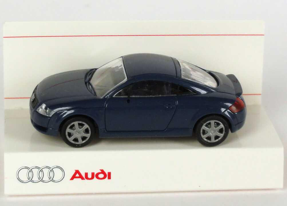 Foto 1:87 Audi TT Coupé (8N) mit Heckspoiler denimblau-met. Werbemodell Rietze 5019800432