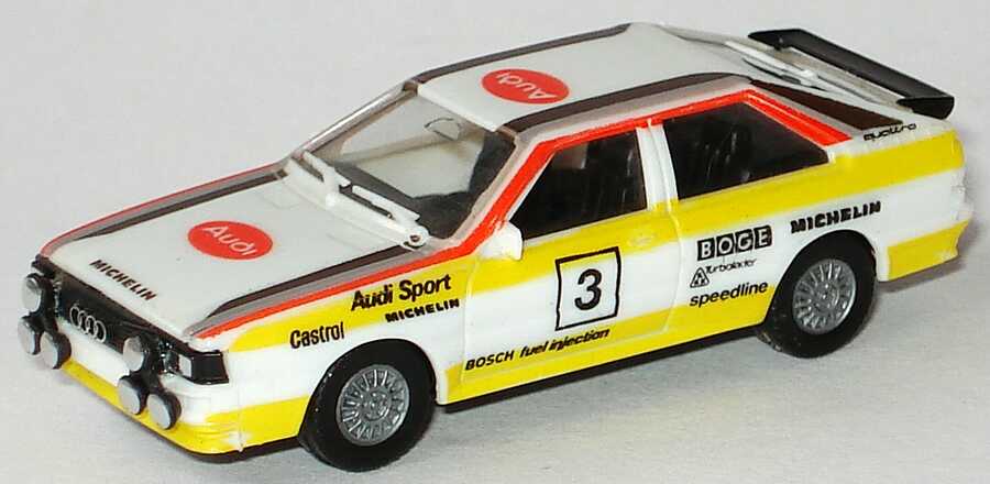 Foto 1:87 Audi quattro Rallye Audi Sport, HB Nr.3 (Scheinwerfer montiert, keine Decals) herpa 3544