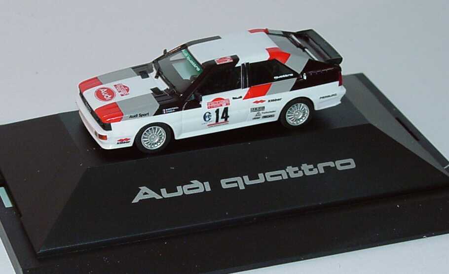 Foto 1:87 Audi quattro Rallye WM 1981 Audi Sport Nr.14, Mouton/Pons (Siegerin San Remo) herpa 275927