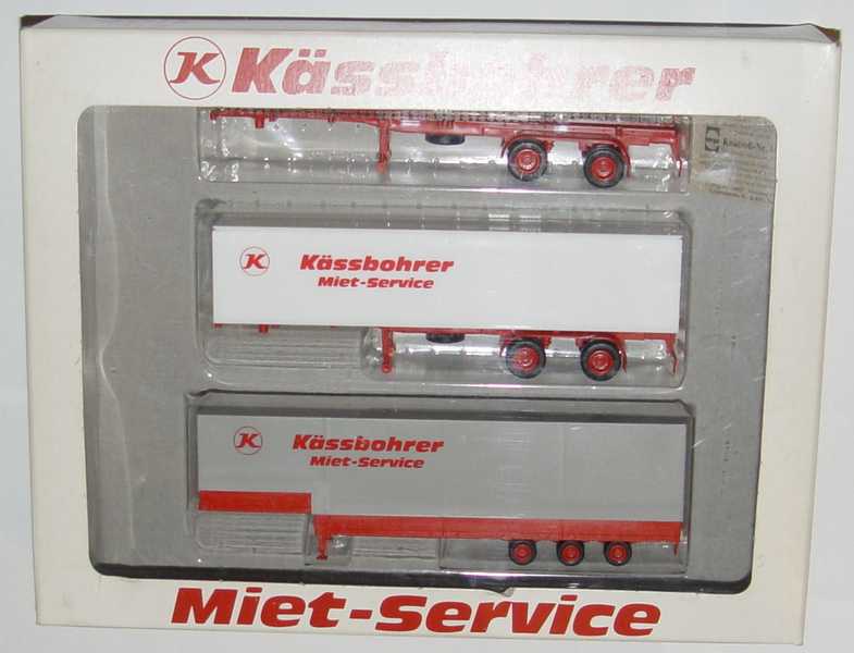 Foto 1:87 Auflieger-Set Kässbohrer Miet-service (3 Auflieger (Co-Chassis 2A + Wko 2A + JuPP 3A)) herpa 7536