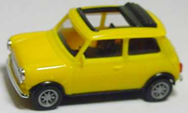 Foto 1:87 Austin Mini Cooper mit Rolldach (offen) gelb herpa