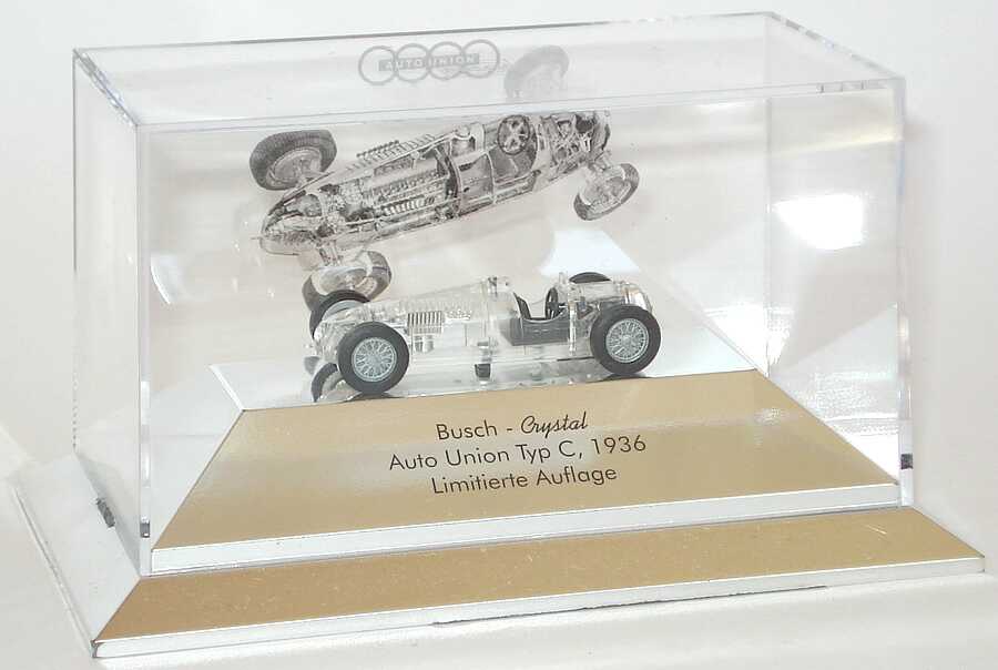 Foto 1:87 Auto-Union Typ C (1936) Crystal (transparent auf verchromtem Sockel) Busch 46905