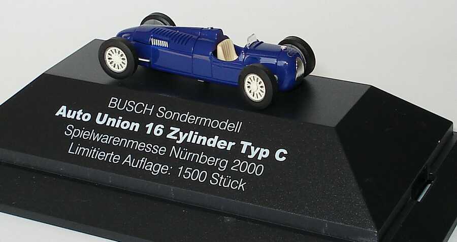 Foto 1:87 Auto-Union Typ C (1936) blau Spielwarenmesse Nürnberg 2000 Busch