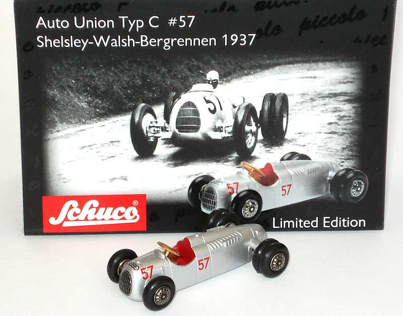 Foto 1:87 Auto-Union Typ C (1937) silber-met. Nr.57, Hans Stuck Shelsley-Walsh-Bergrennen 1937 Schuco Piccolo 01362