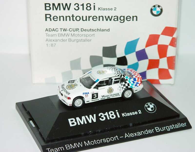 Foto 1:87 BMW 318i (E36) ADAC TWC ´94 Warsteiner Nr.3, Burgstaller Werbemodell herpa 80419420603