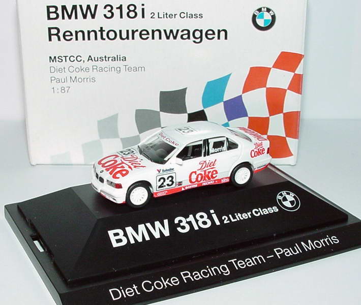 Foto 1:87 BMW 318i (E36) MSTCC Australien Diet Coke Nr. 23, Paul Morris Werbemodell herpa 80419420605