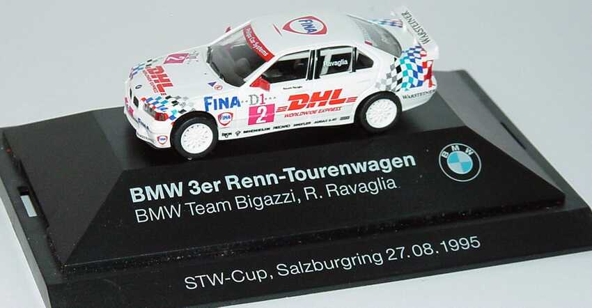 Foto 1:87 BMW 320i (E36) STW 1995 Bigazzi, Fina, DHL Nr.2, Ravaglia Werbemodell STW-Cup, Salzburgring 27.08.1995 herpa