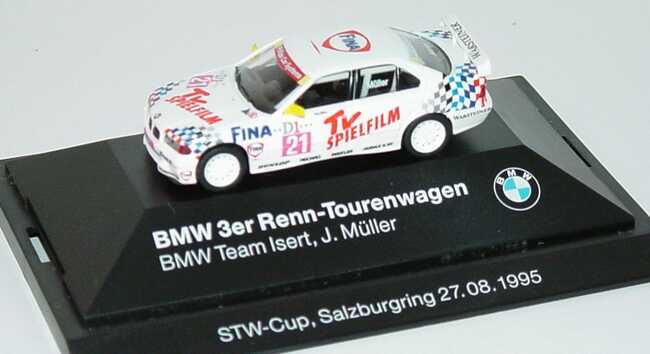 Foto 1:87 BMW 320i (E36) STW 1995 Isert, Fina, TV Spielfilm Nr.21, J. Müller Werbemodell STW-Cup, Salzburgring 27.08.1995 herpa