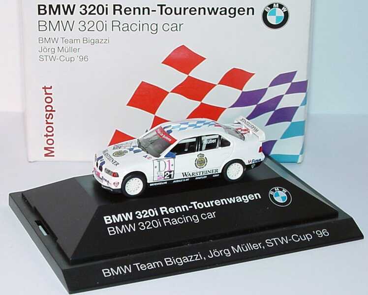 Foto 1:87 BMW 320i (E36) STW 1996 Bigazzi, Warsteiner Nr.21, Jörg Müller Werbemodell herpa 80419421439