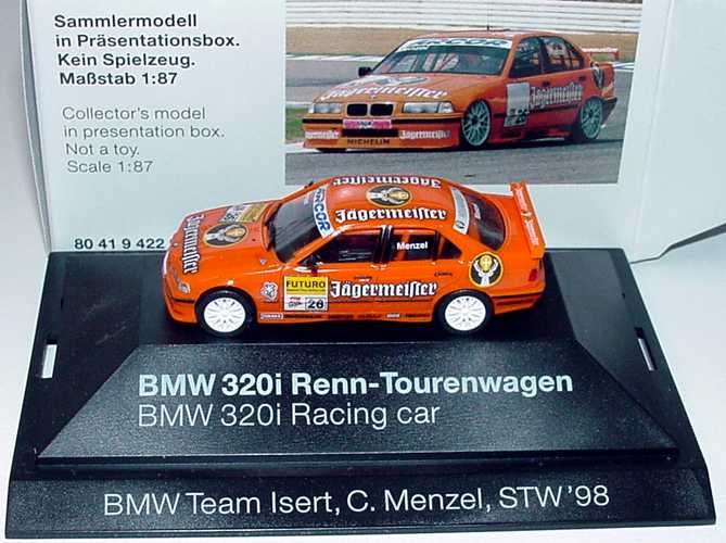 Foto 1:87 BMW 320i (E36) STW 1998 Isert, Jägermeister Nr.26, Menzel Werbemodell herpa 80419422933