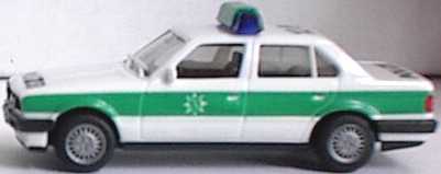 Foto 1:87 BMW 325i 4türig (E30) Polizei bayrisch 12/8 (neue Warnleuchten) herpa