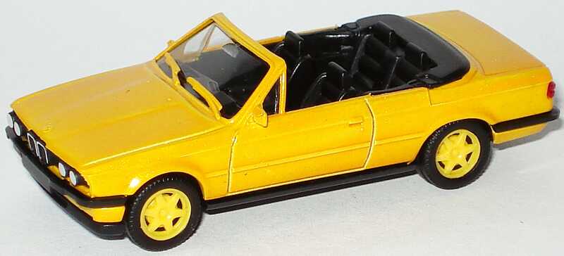 Foto 1:87 BMW 325i Cabrio (E30) orangegelbmet., Felgen gelb (Fremdlackierung) herpa 3059