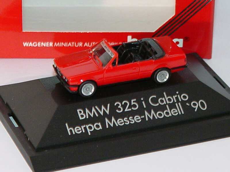 Foto 1:87 BMW 3er 325i Cabrio E30 rot Messemodell Motor Show Essen 1990 - herpa