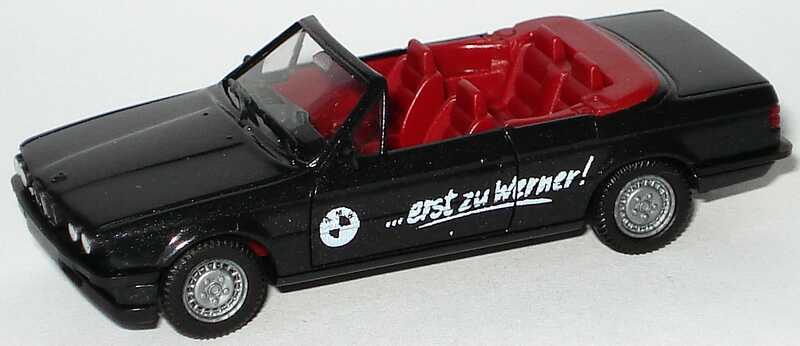 Foto 1:87 BMW 325i Cabrio (E30) schwarzmet., IA rot BMW ...erst zu Werner! herpa 3059