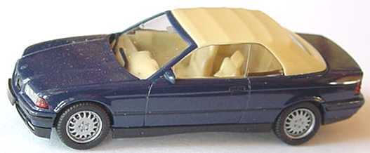 Foto 1:87 BMW 325i Cabrio (E36) dunkelblau mit Softtop beige herpa 021791