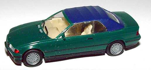 Foto 1:87 BMW 325i Cabrio (E36) dunkelgrün mit Softtop dunkelblau herpa 021791