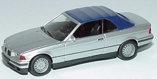 Foto 1:87 BMW 325i Cabrio (E36) silber-met. mit Softtop dunkelblau herpa 031790