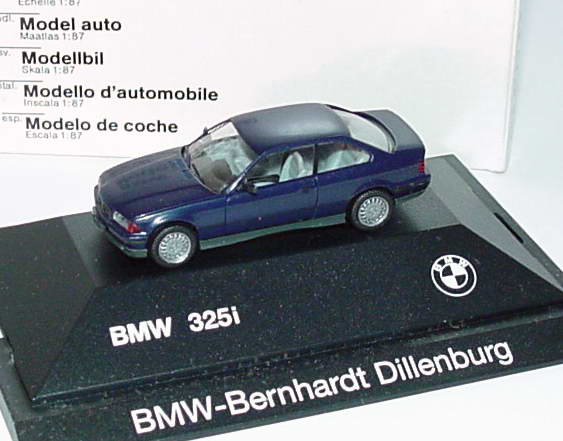 Foto 1:87 BMW 325i Coupé (E36) blau-met. BMW-Bernhardt Dillenburg Werbemodell herpa