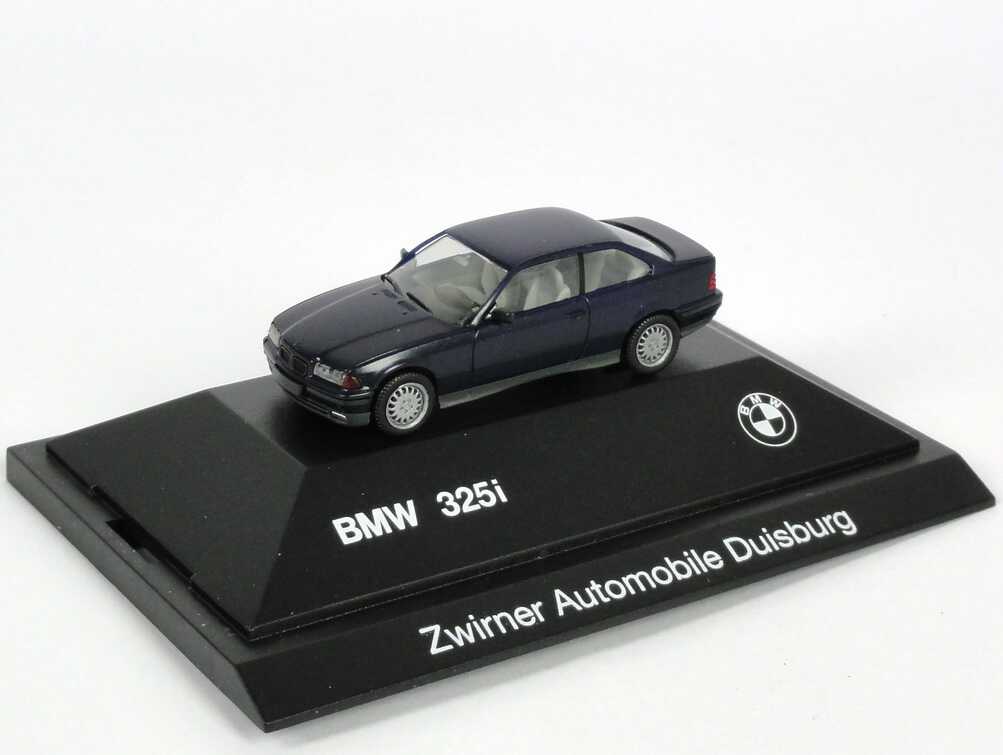 Foto 1:87 BMW 325i Coupé E36 blau-met. Zwirner Automobile Duisburg ohne Zertifikat - Werbemodell - herpa