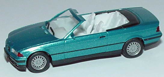 Foto 1:87 BMW 325i (E36) Cabrio lagunengrünmet., IA hellgrau herpa 031387