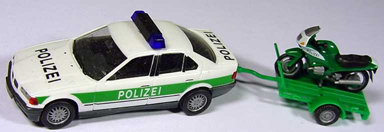Foto 1:87 BMW 325i (E36) Polizei mit Anhänger und BMW-Motorrad herpa 042482