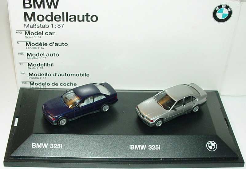Foto 1:87 BMW 3er-Reihe (325i (E36) silber-met. + 325i Coupé (E36) dunkelblaumet.) Werbemodell herpa 82229414848