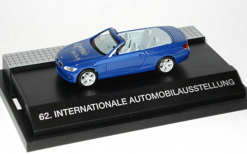 Foto 1:87 BMW 3er Cabrio (E93) blau IAA - Sehen, was mogen bewegt, 62. International Automobilausstellung herpa 262521
