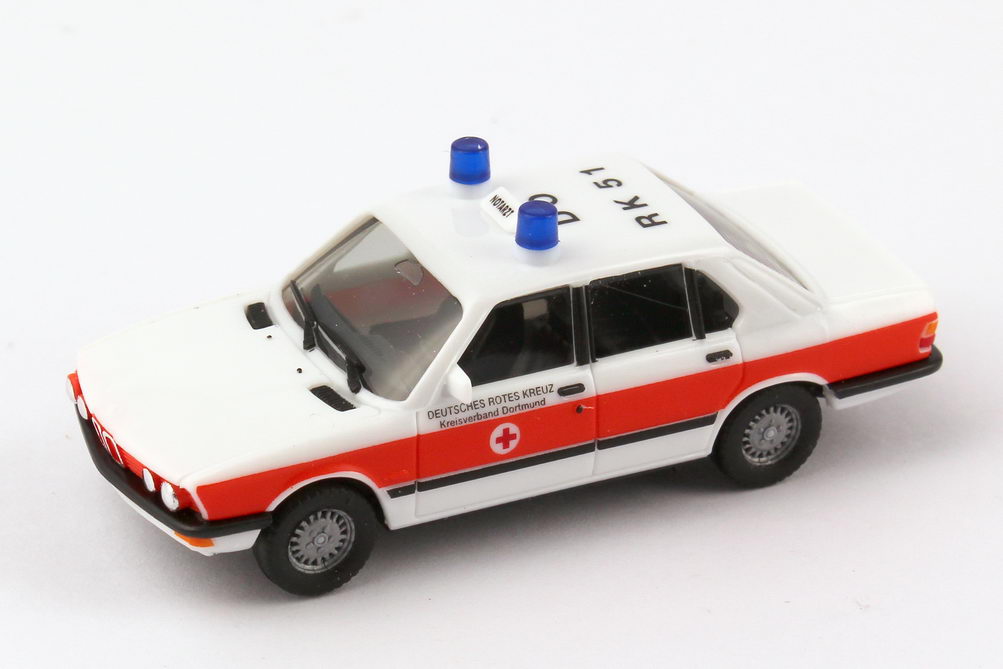 Foto 1:87 BMW 5er E28 528i Notarzt NEF DRK Dortmund DO RK51 Intermodellbau Dortmund 2010 - herpa 295826