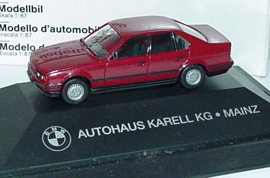 Foto 1:87 BMW 535i (E34) calypsorot-met. Autohaus Karell KG Mainz Werbemodell herpa
