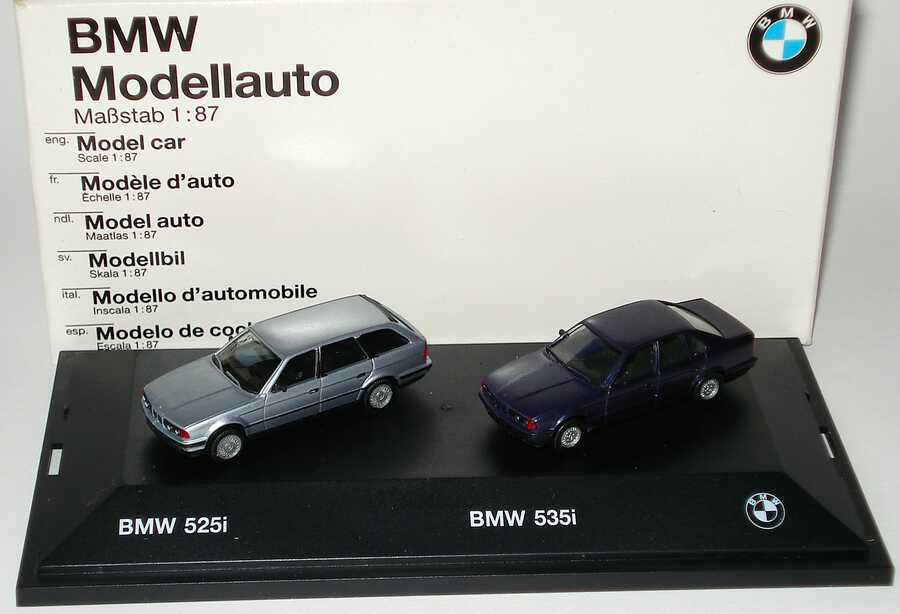 Foto 1:87 BMW 5er-Reihe (525i (E34) touring silber + 535i (E34) blaumet.)Werbemodell herpa 82229414849