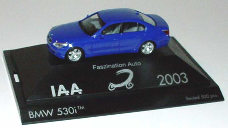 Foto 1:87 BMW 5er (E60) blau IAA 2003 - Faszination Auto herpa 265881